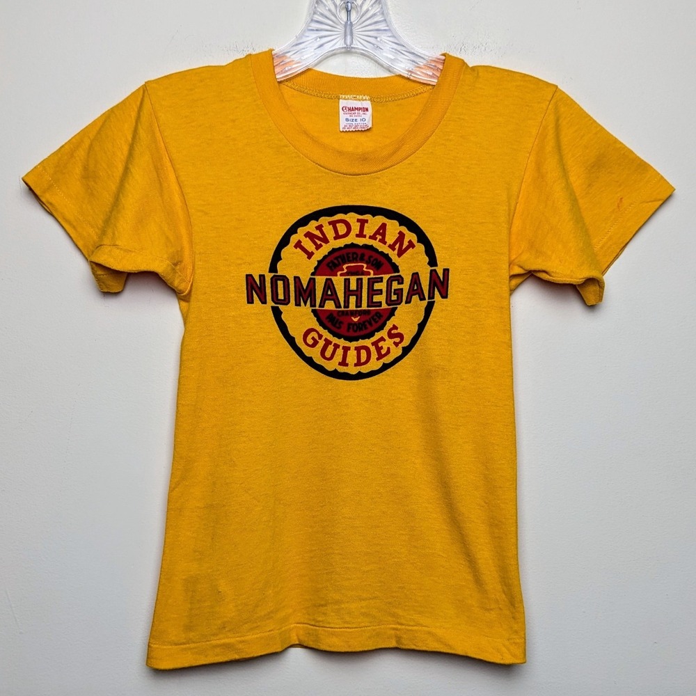 Champion Running Man YMCA Indian Guides Cranford NJ VTG 60s Youth Shirt 10